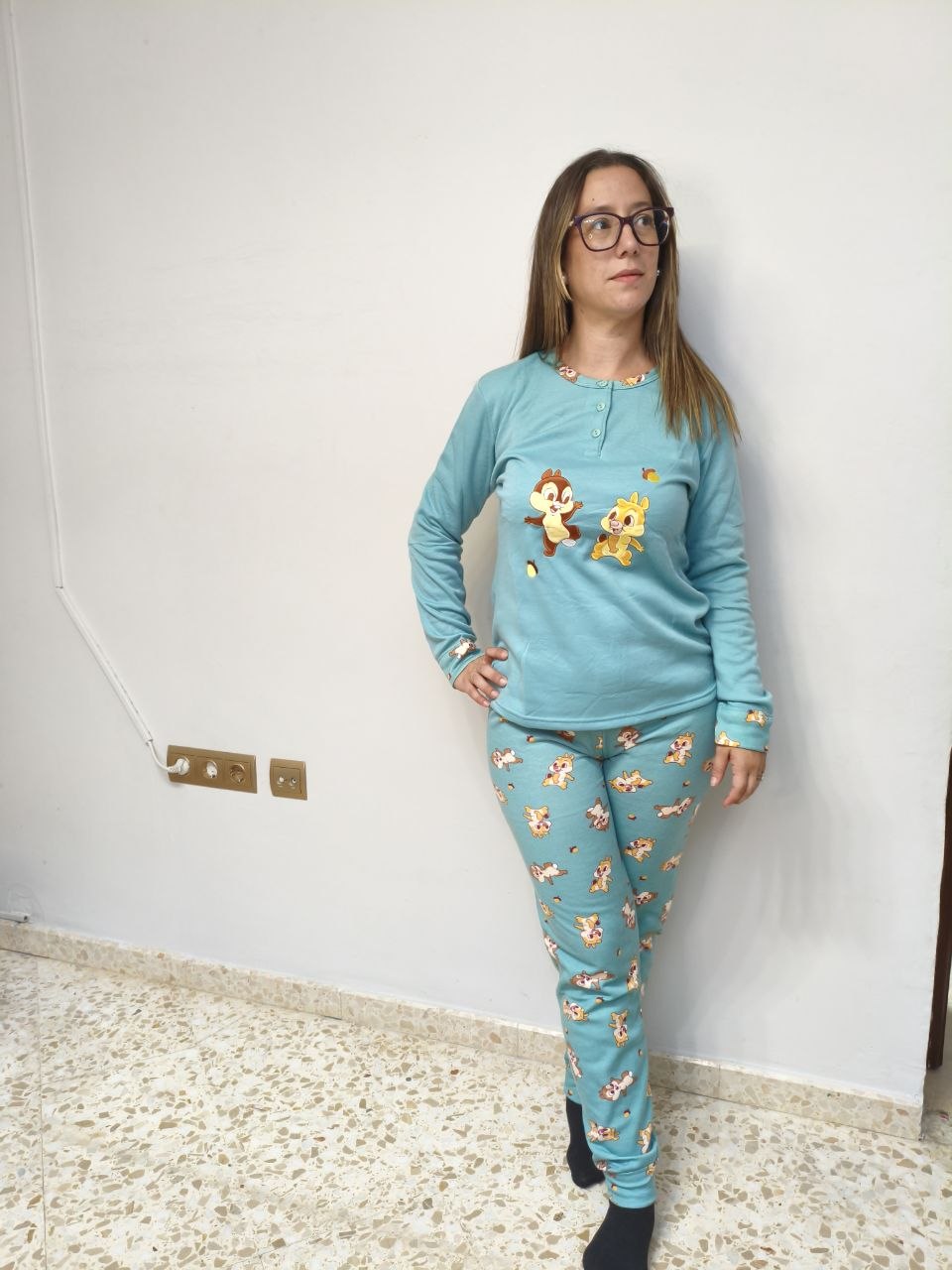 Pijama Chip y Chop Dale Mujer Dos Piezas Algodón | Pijama Cómodo Manga Larga