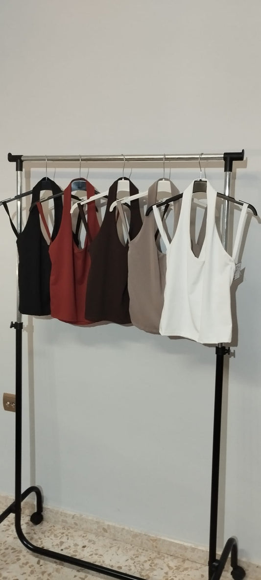 Top Halter Corto Básico con Espalda Cruzada - 5 Colores