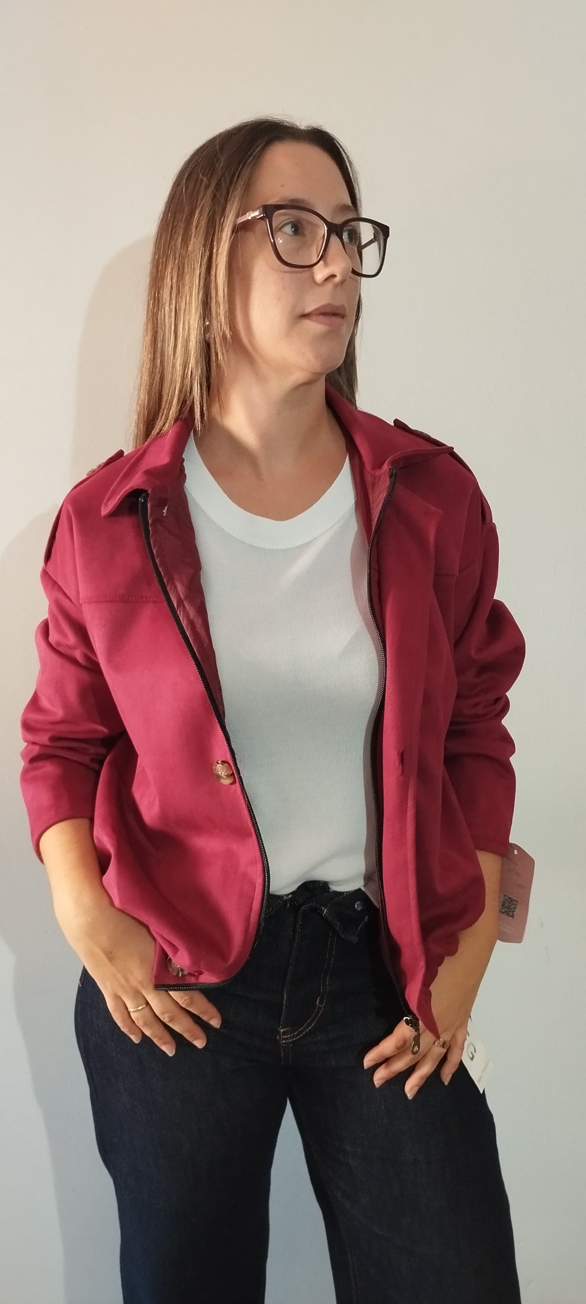 CAZADORA BOMBER- COLOR GRANATE