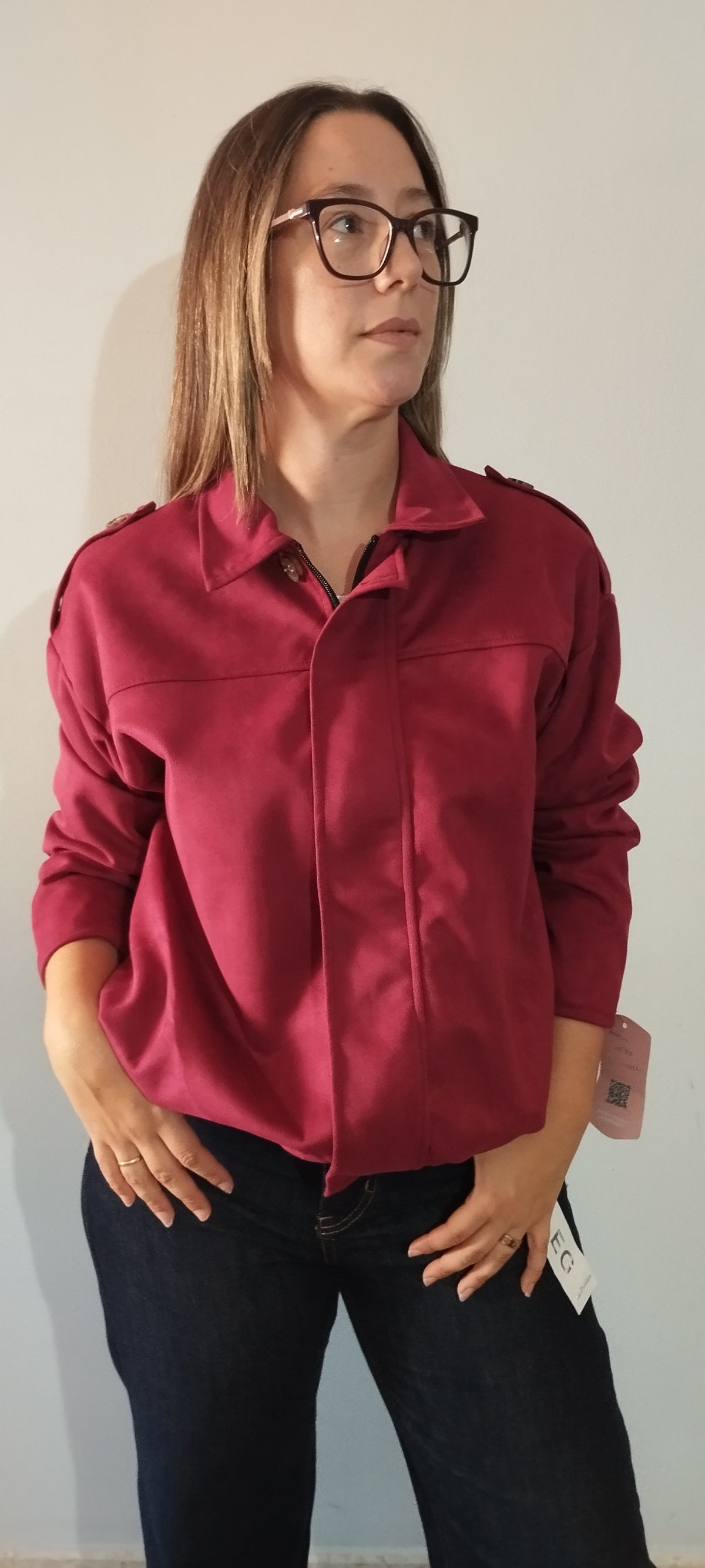 CAZADORA BOMBER- COLOR GRANATE