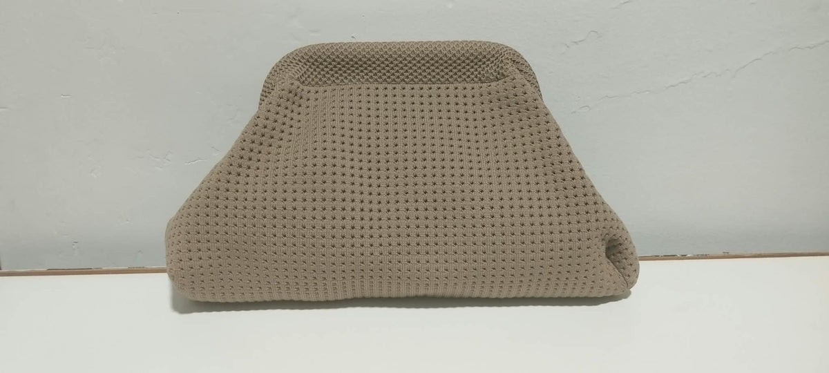 Bolso Clutch Tejido Punto Nube Beige - Bolso Mano