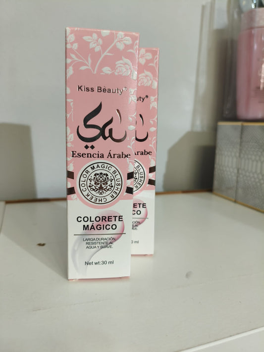Colorete Mágico Esencia Árabe Kiss Beauty – Larga Duración, Resistente al Agua y Acabado Natural (30ml)