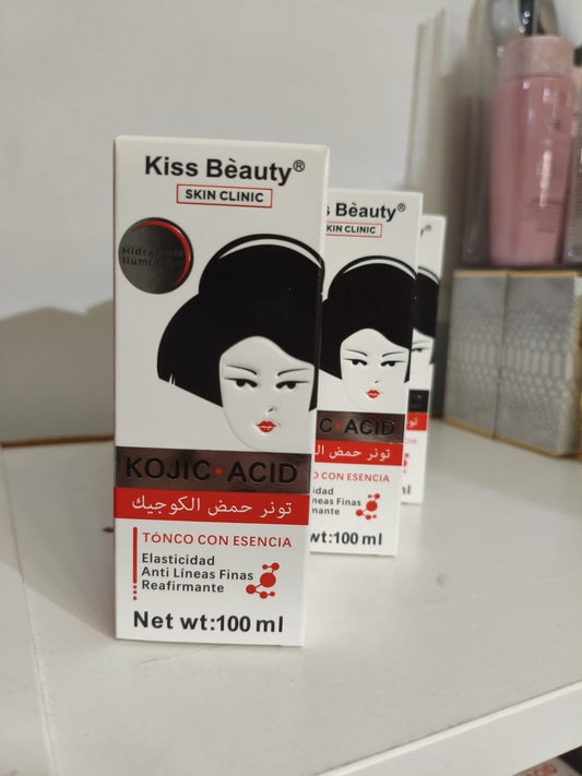 Tónico Facial con Esencia de Ácido Kójico Kiss Beauty – Reafirmante, Anti-Edad y Elasticidad (100ml)