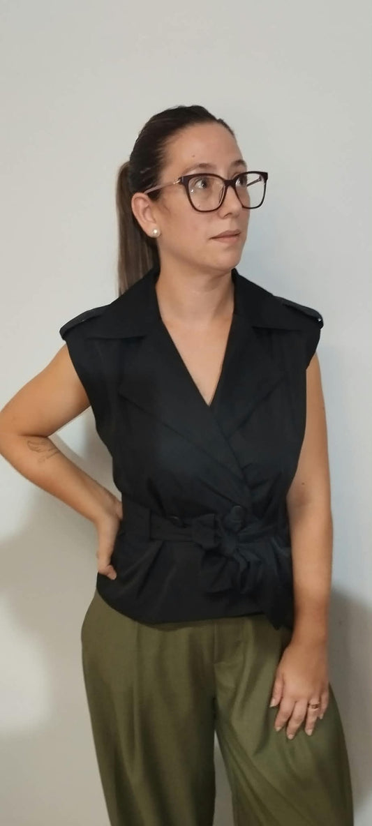 Chaqueta sin manga Valentina tela Gabardina - 2 Colores